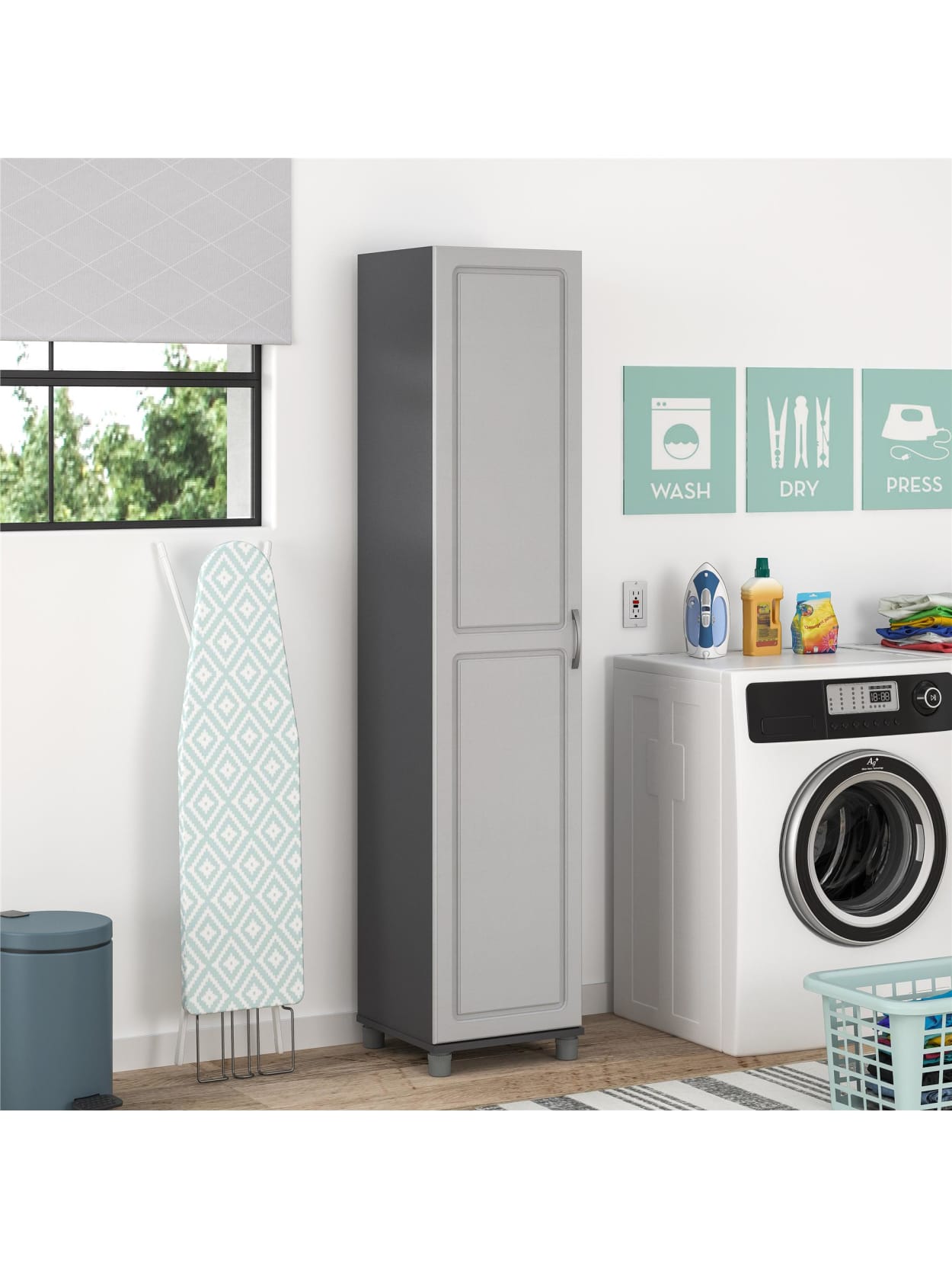 Ameriwood Home Kendall 16 Utility Storage Cabinet 5 Shelves Gray Office Depot