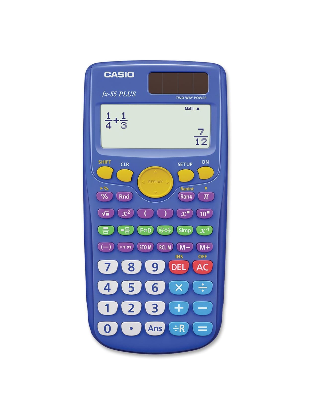 Casio Fx 55 Plus Fraction Calculator Hard Shell Cover 12 Digits Dot Matrix Battery Powered 1 Each Office Depot