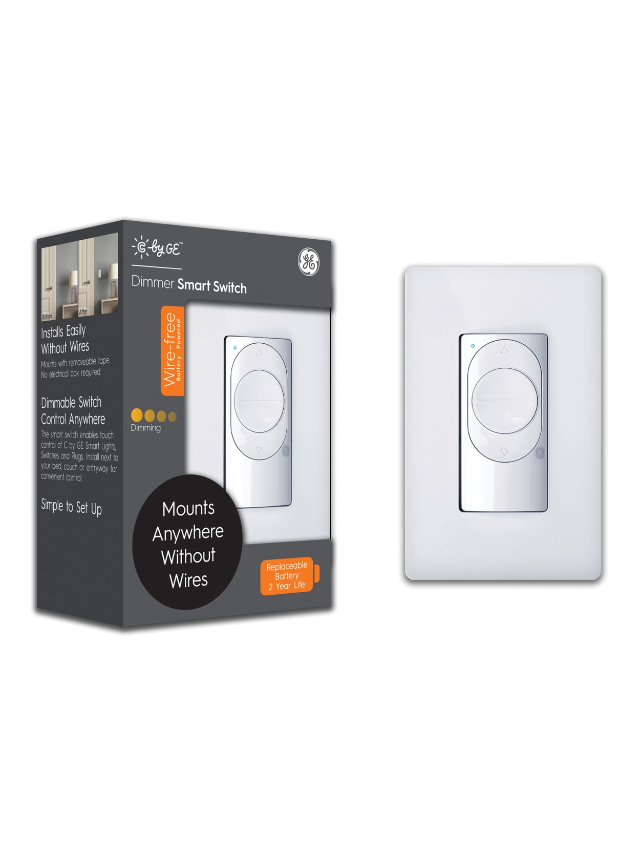 Ge C Wire Free Dimmer Light Switch White Office Depot