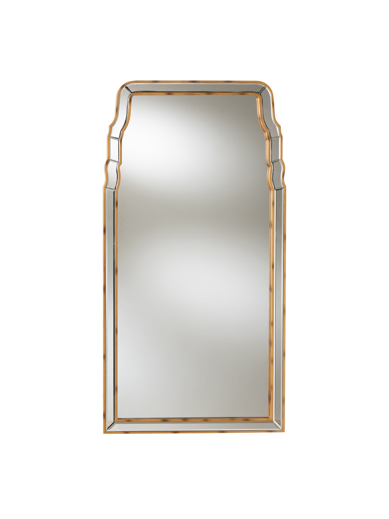 Baxton Studio Queen Anne Art Deco Wall Mirror 50 X 26 Antique Gold Office Depot