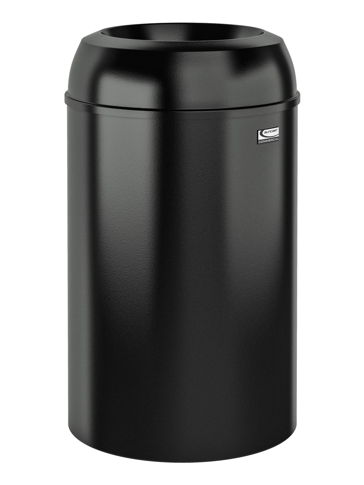 Suncast Commercial Round Metal Indoor Decorative Trash Can 30 Gallons Black Office Depot