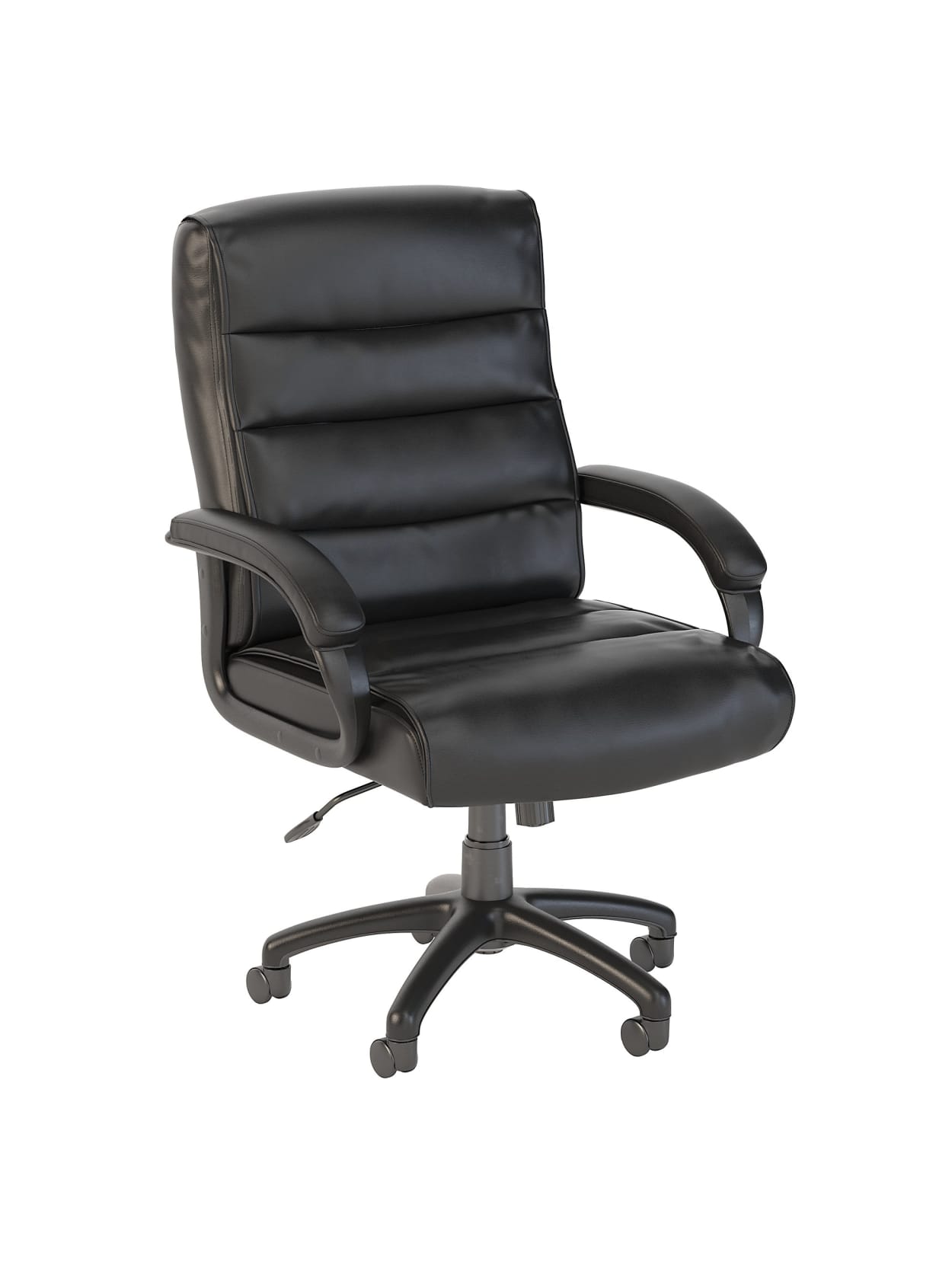 Bush Business Furniture Soft Sense Bonded Leather Mid Back Office Chair Black Standard Delivery Office Depot