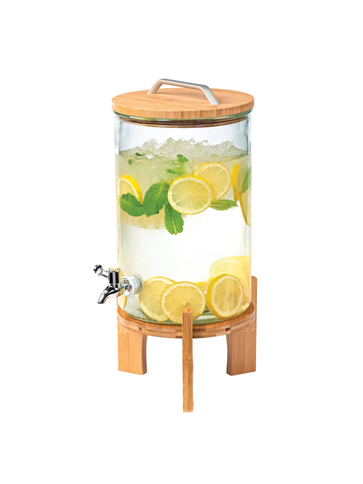 Beverage Dispenser With Bamboo Stand 250 Oz Clear Office Depot