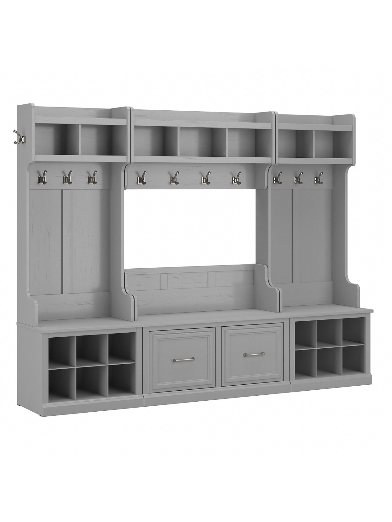 shoe furniture storage with doors on Full Entryway Storage Set Cape Cod Gray Office Depot