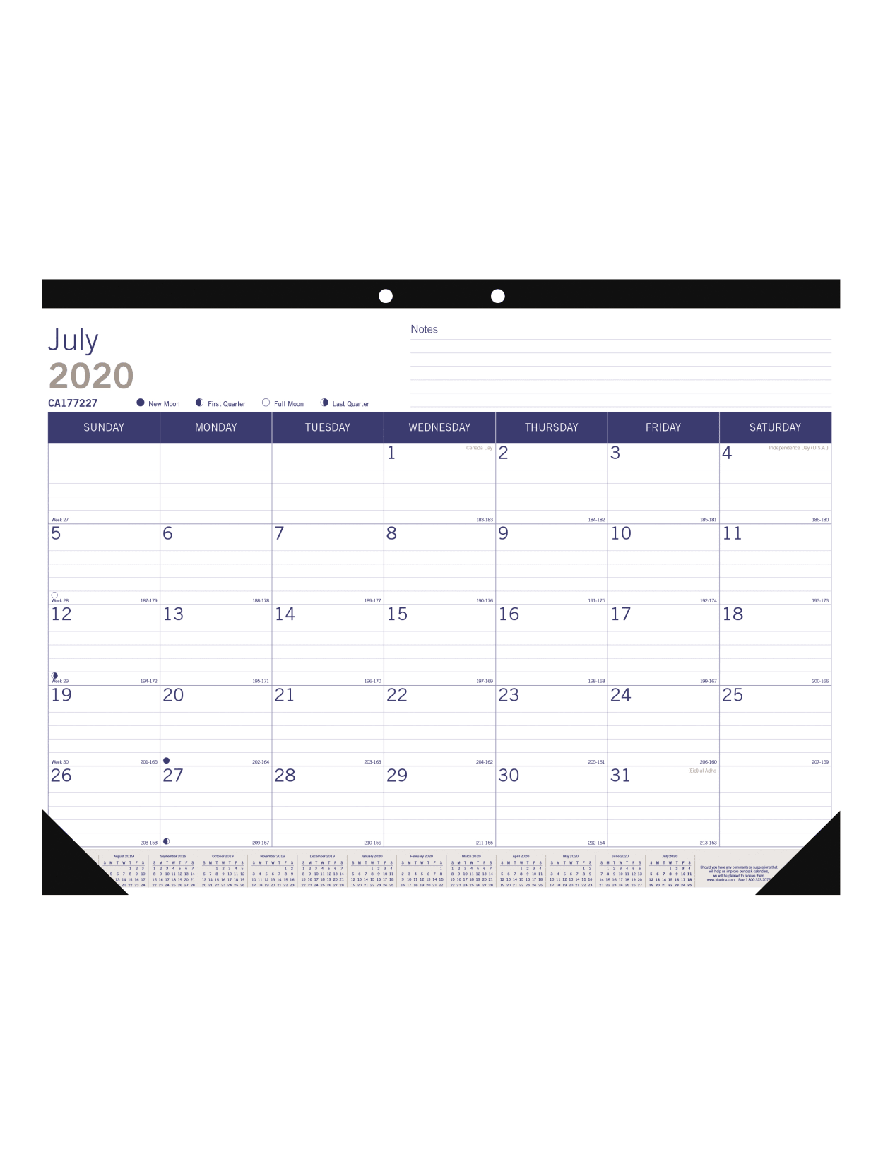 Blueline Academic Calendar 2020 2021 Office Depot