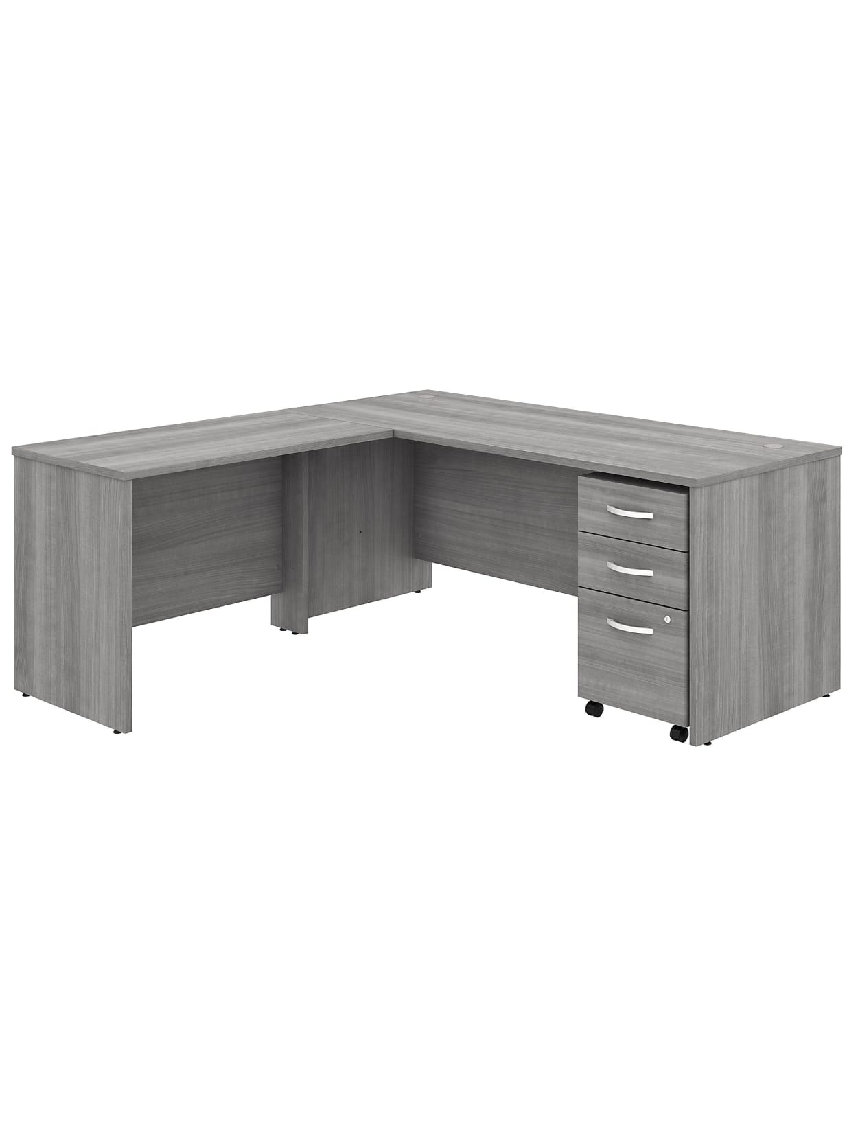 Bush Business Furniture Studio C 72 W X 30 D L Shaped Desk With Mobile File Cabinet And 42 W Return Platinum Gray Standard Delivery Office Depot