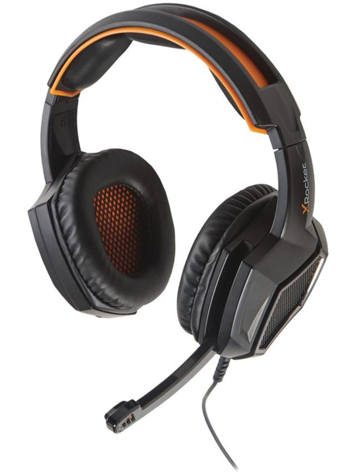 black and orange headphones