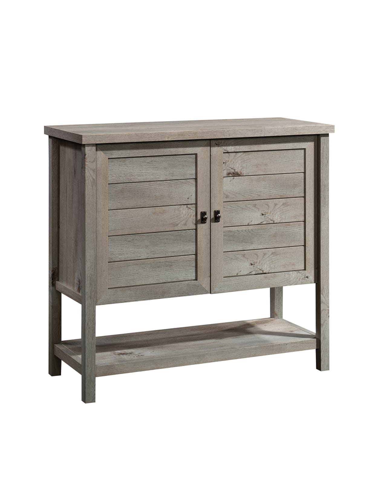 Sauder Cottage Road Storage Cabinet For 32 Tvs 1 Fixed And 2 Adjustable Shelves Mystic Oak Office Depot