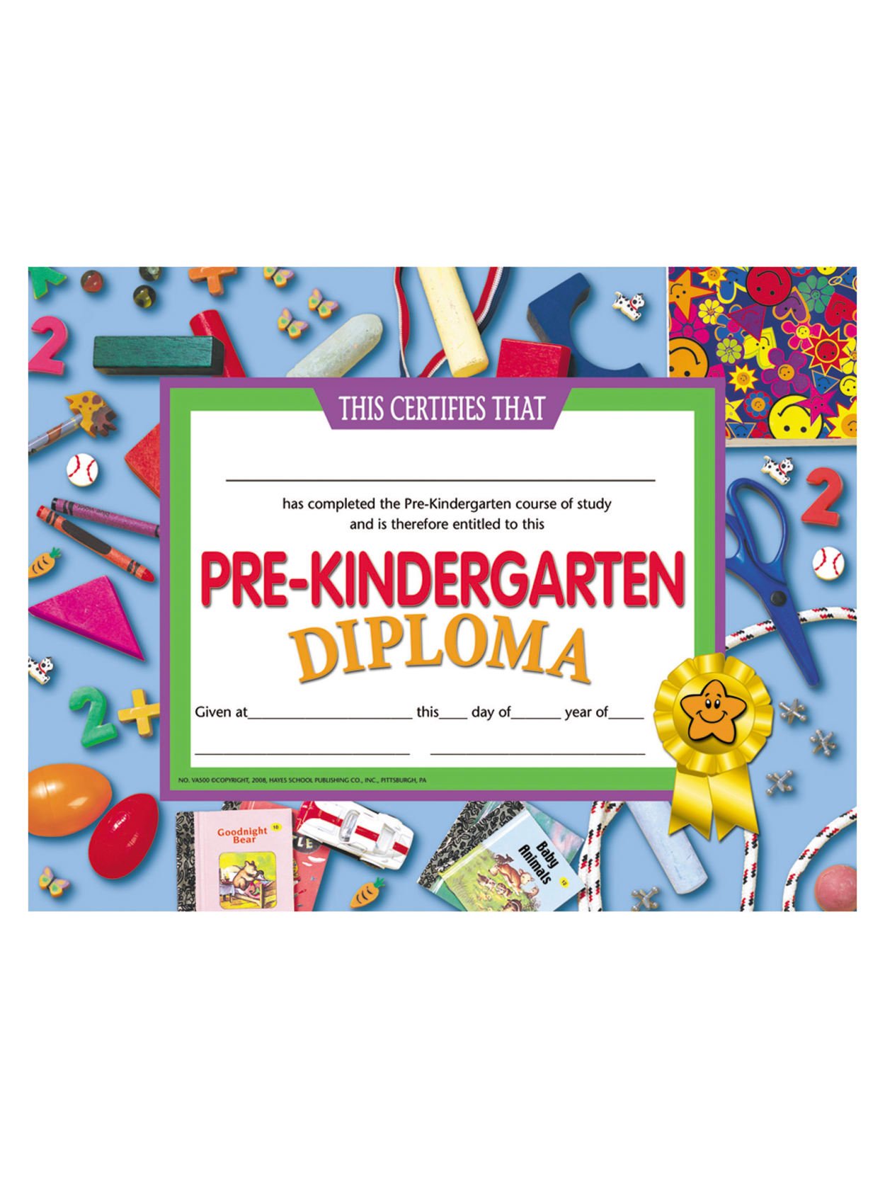 Hayes Pre Kindergarten Diplomas 8 12 X 11 Multicolor 30 Diplomas