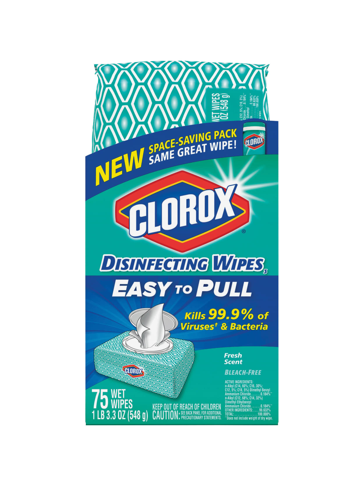 Clorox Disinfecting Wipes Fresh Scent 3 3 Oz White Pack Of 75 Wipes Office Depot