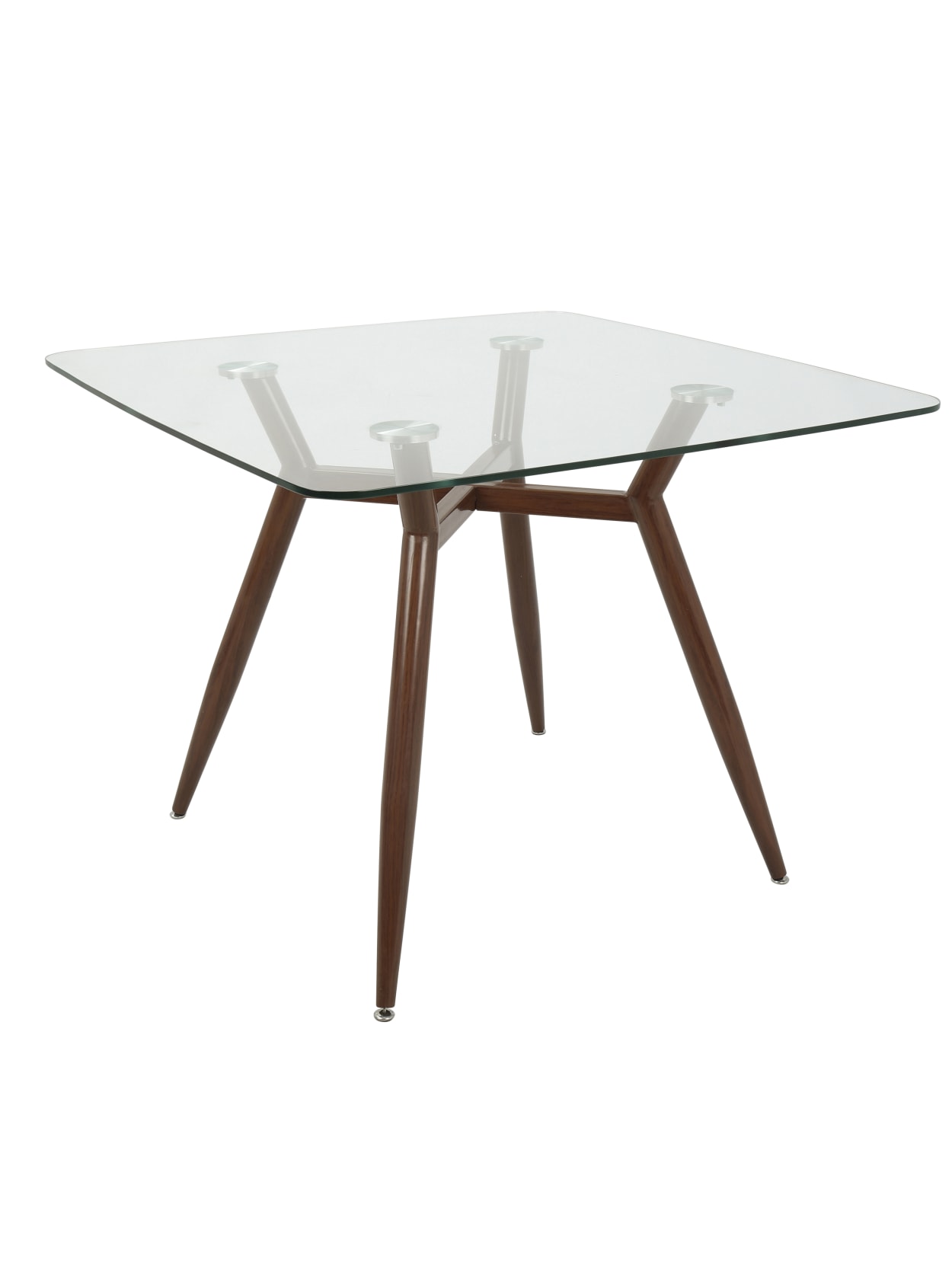 Lumisource Clara Mid Century Modern Dining Table Square Clearwalnut Office Depot