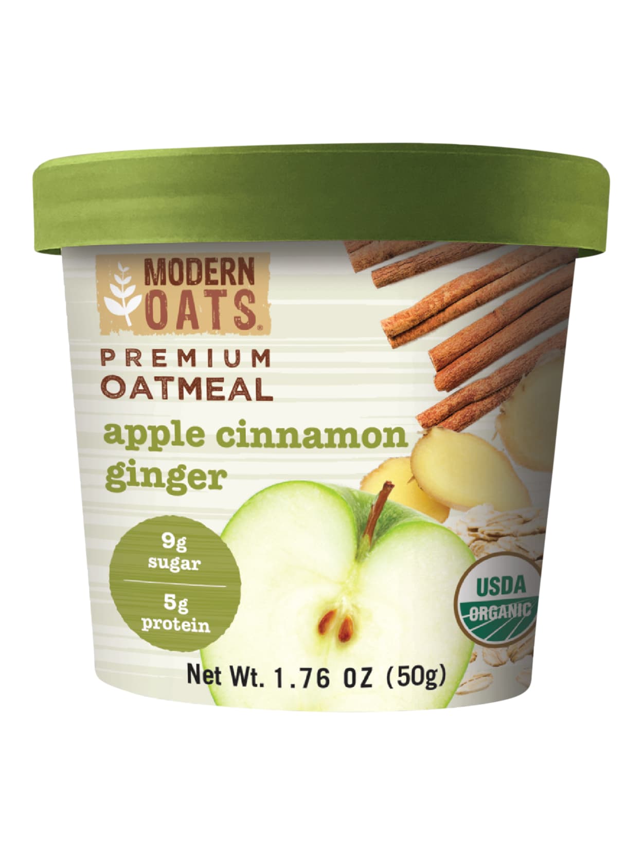 Modern Oats Organic Premium Oatmeal Cups Apple Cinnamon Ginger 1 76 Oz Pack Of 12 Office Depot