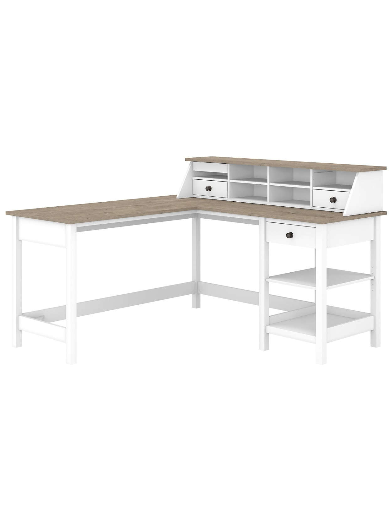 Bush Furniture Mayfield 60 W L Shaped Computer Desk With Desktop Organizer Pure Whiteshiplap Gray Standard Delivery Office Depot