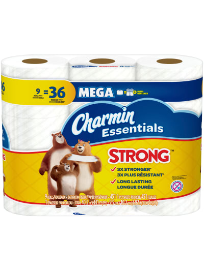 White 400 Count Charmin Essentials Bathroom Tissue