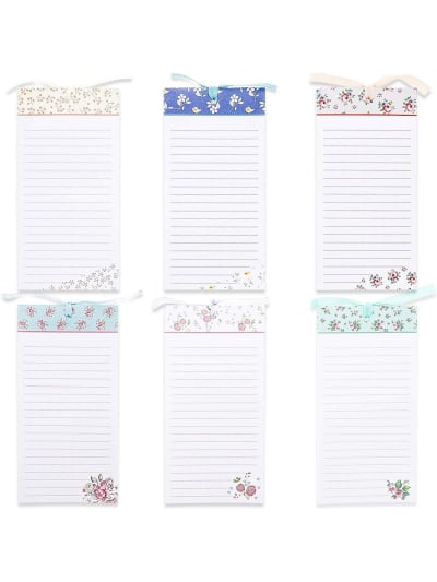 6 Magnetic Memo Note Pads To Do List 8.3"x3.6" Fun Designs 60 Tear Off Sheets 