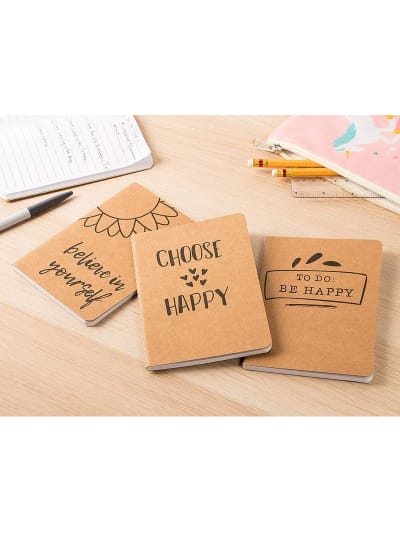 4.3 x 8.2 Inches H5 Size Kraft Notebook Travel Journal Books for Diary 48-Pack Bulk Lined Notebook Journals Soft Cover Sewn Notebook Brown Notes 