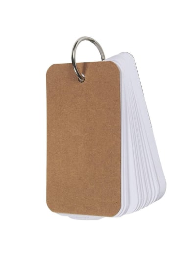 12 Pack 600 Pieces Flash Card Study Cards Kraft Paper Binder Ring 6 Colors 2.2 x 3.5 Inches 