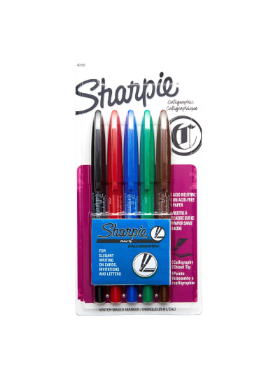 Office Depot 2 sealed sharpie permanent markers, chisel tip, black ink large sign marker new. office depot