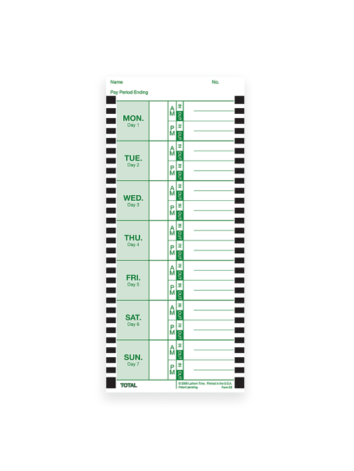 Lathem Time Cards E8 100 Weekly 1 Sided 8 12 X 3 34 White Box Of 100 Office Depot
