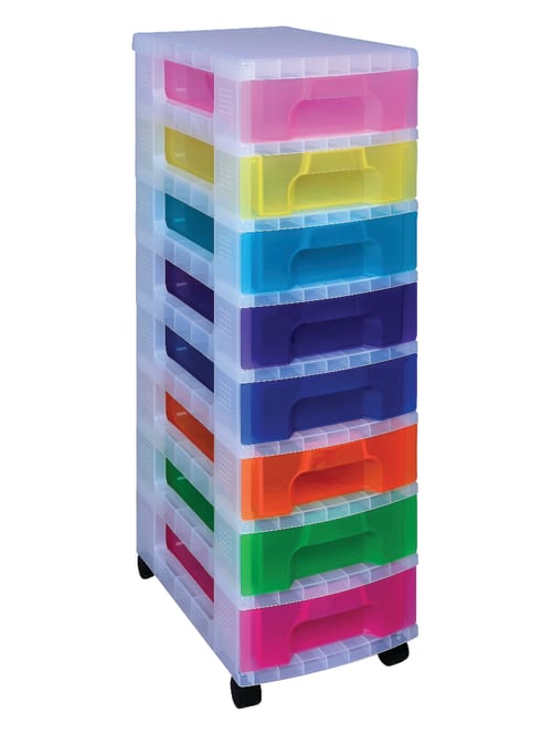 Really Useful Box Tower Drawer Clear Rainbow Office Depot