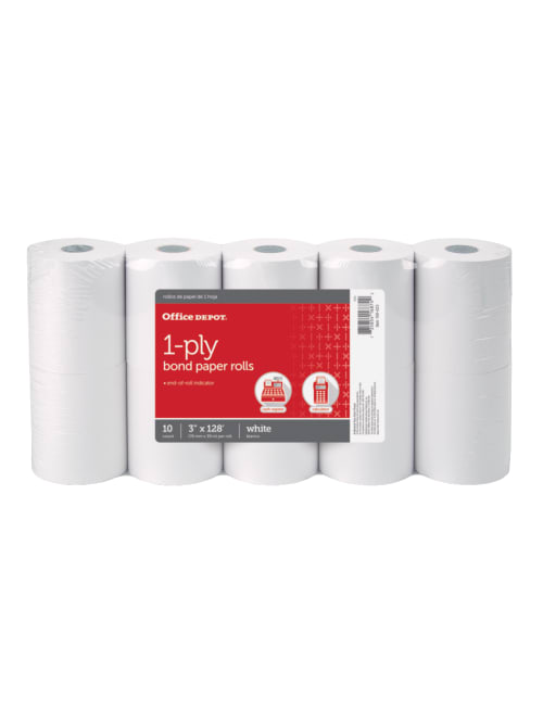 Office Depot 1 Ply Bond Paper Rolls 3 X 128 White Pack Of 10 Office Depot