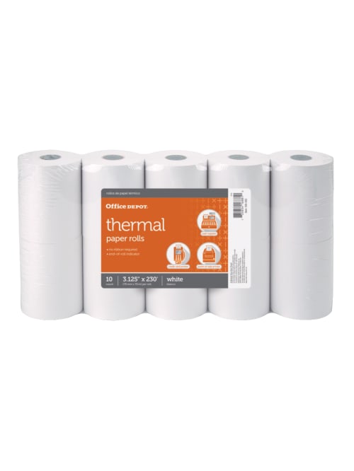 Office Depot Thermal Paper Rolls 3 18 X 230 White Pack Of 10 Office Depot