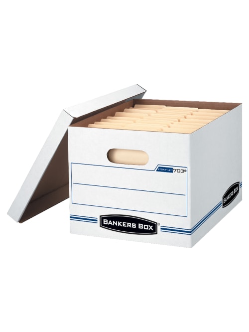 Bankers Box Storfile Boxes With Lift Off Lids Letterlegal Size 12 12 X 16 516 X 10 12 White Office Depot