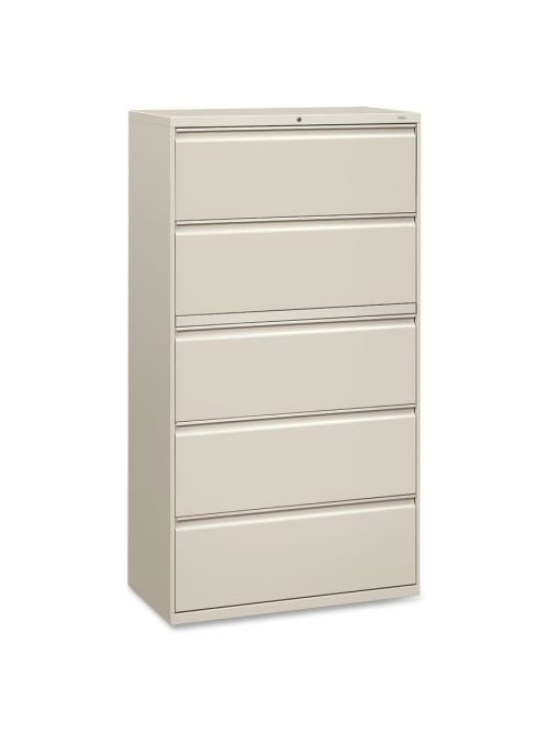 Hon 36 W Lateral 5 Drawer Standard File Cabinet With Lock Metal Light Gray Office Depot