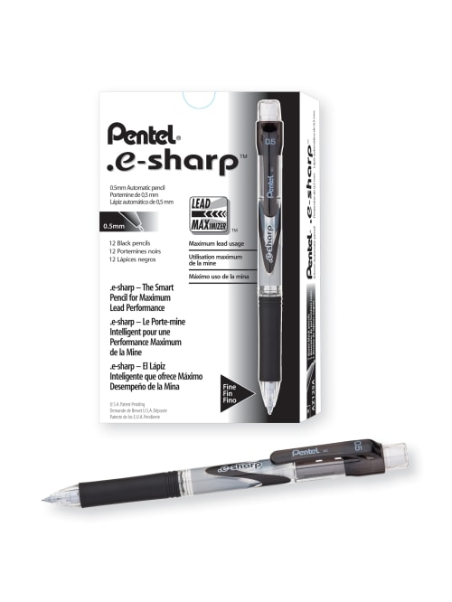 Pentel E Sharp Mechanical Pencils 0 5 Mm 72percent Recycled Black
