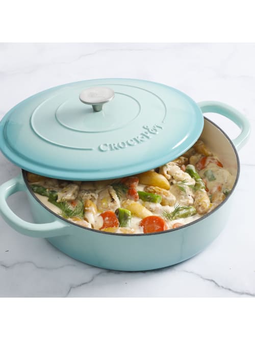Crock Pot Artisan Braiser Pan 5q Aqua Blue Office Depot