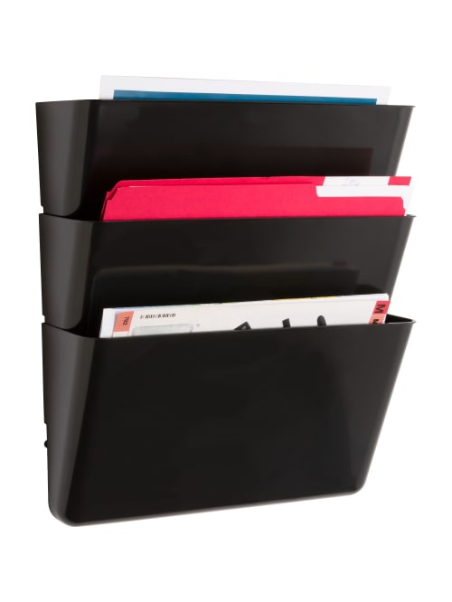 Sparco Stak A File Vertical Filing Systems 14 5 Height X 13 1 Width X 4 3 Depth Wall Mountable Black 3 Pack Office Depot