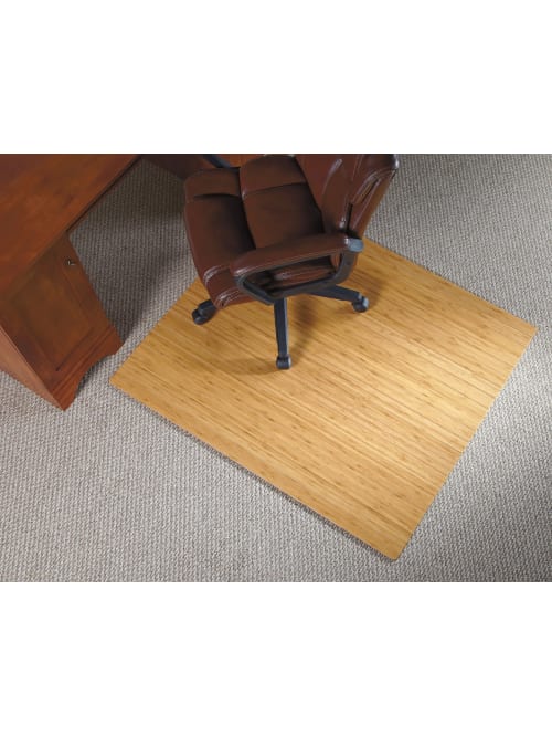 Realspace Bamboo Roll Up Chair Mat 48 X 52 Natural Office Depot