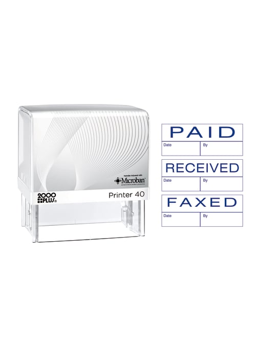 Cosco 2000plus 3 In 1 Jumbo Self Inking Message Stamp Paid Faxed Received 2 14 X 78 Impression Blue Office Depot