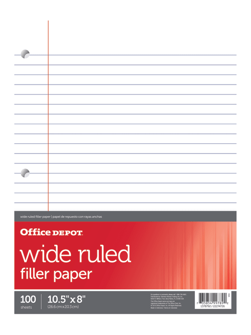 Office Depot Brand Filler Paper Wide Ruled 92 Brightness 16 Lb Pack Of 100 Sheets Office Depot