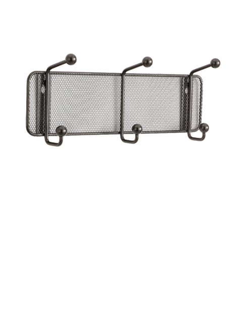 Safco Onyx Mesh Wall Rack 3 Double Hooks Black Office Depot