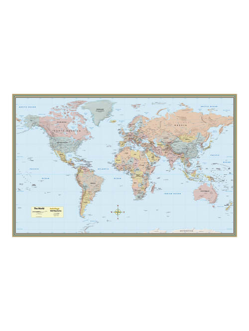 Quickstudy Detailed Topography Map World 50 X 32 Office Depot