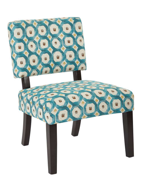 teal and brown chair