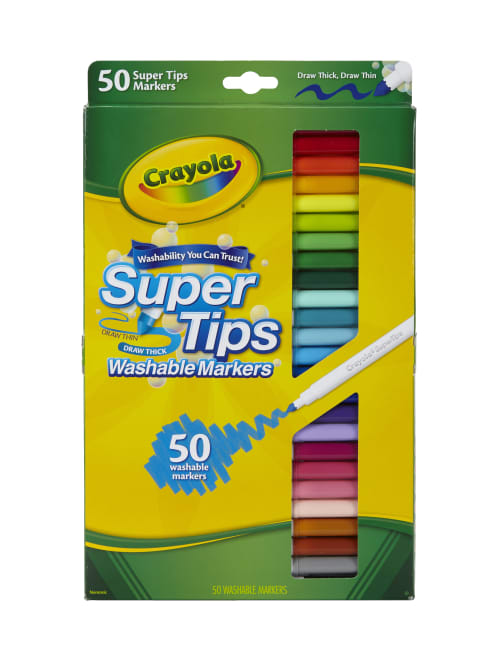 Crayola Super Tips Washable Markers Conical Point Assorted Classic Colors Box Of 50 Office Depot