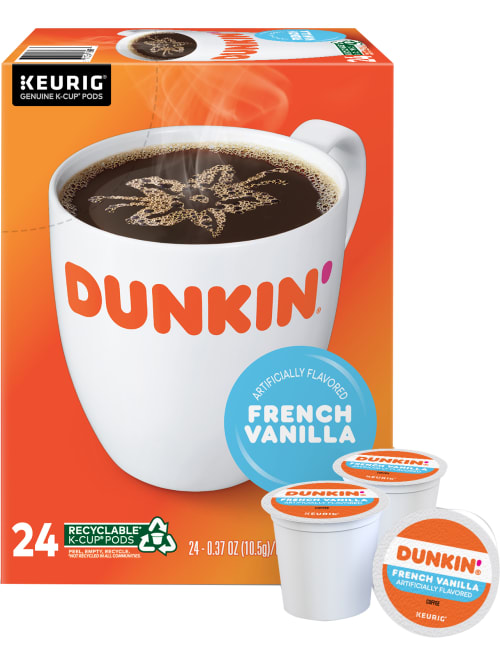 How many ounces of coffee does one k cup make Dunkin Donuts Single Serve Coffee K Cup French Vanilla Carton Of 24 Office Depot