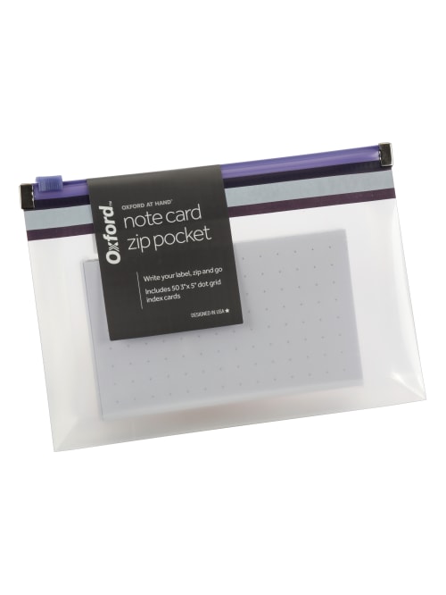 Oxford At Hand Note Card Zip Pocket Indigo Office Depot