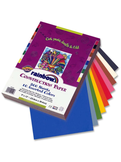 Rainbow Super Value Construction Paper 9 X 12 Assorted Colors Pack Of 200 Office Depot