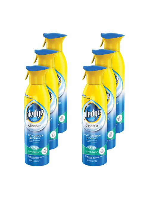 Pledge Clean And Dust Multi Surface Aerosol Spray Rainshower Scent 9 7 Oz Can Case Of 6 Office Depot