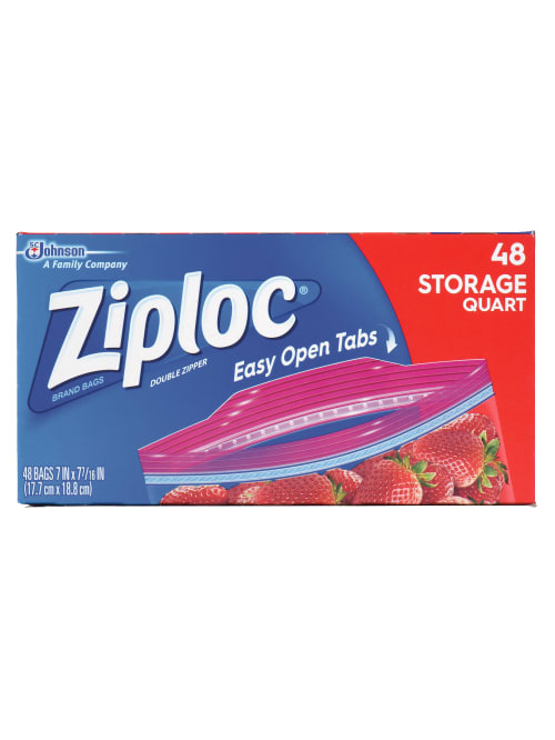 Ziploc Double Zipper Food Bags 1 Quart Clear 48 Bags Per Box