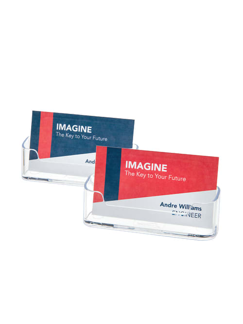 Deflecto Single Compartment Business Card Holder 50 Card Capacity Clear Pack Of 2 Office Depot