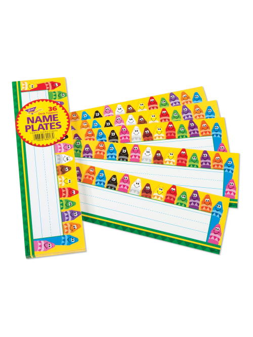 Trend Desk Toppers Name Plates 2 78 X 9 12 Colorful Crayons Pack Of 36 Office Depot