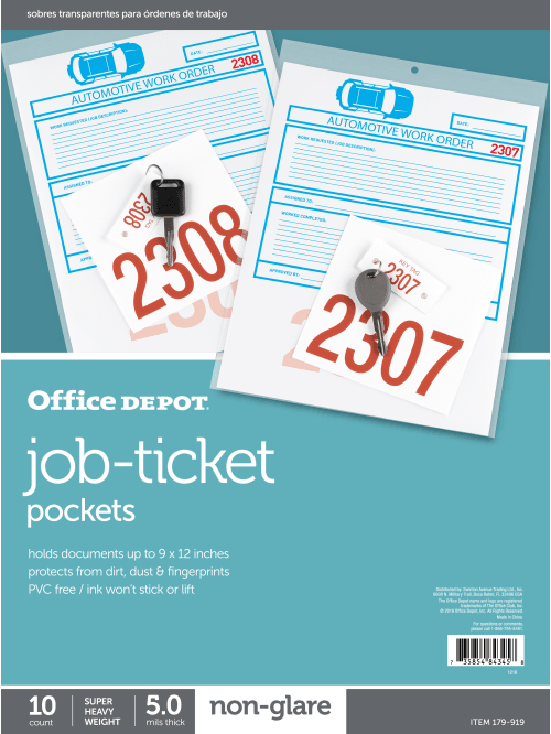 Office Depot Brand Job Ticket Holders 9 X 12 Clear Non Glare Pack Of 10 Office Depot