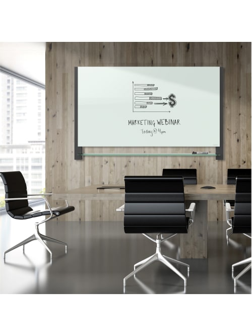 Quartet Evoque Glass Magnetic Dry Erase Whiteboard 28 X 50 Plastic Frame With Black Finish Office Depot