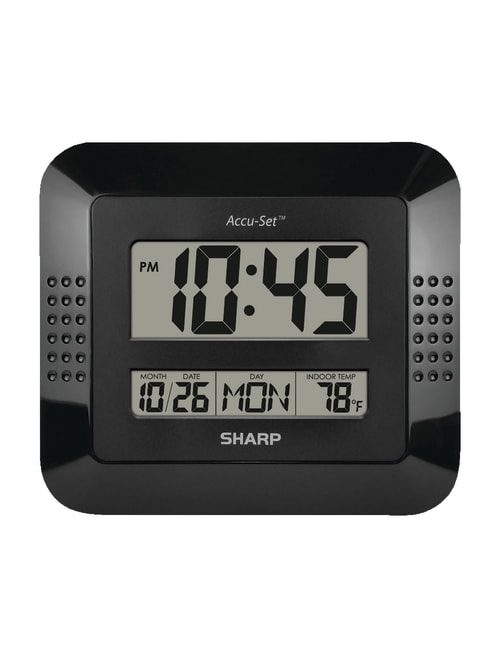 Sharp Digital Auto Time Set Wall Clock 8 X 7 Black Office Depot