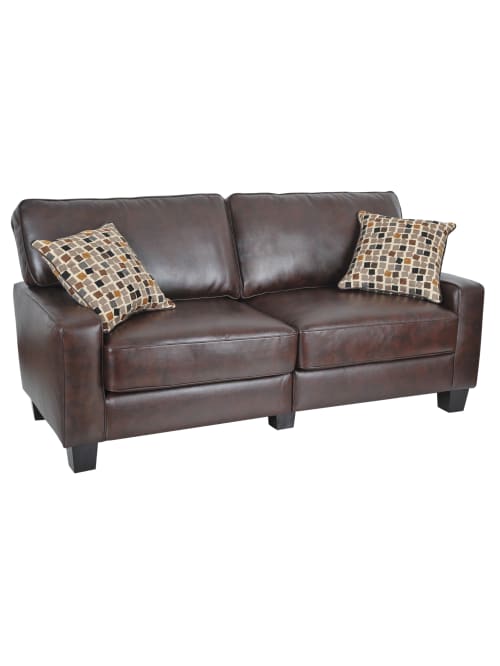 Serta Rta Monaco Bonded Leather Sofa 72 W Brown Office Depot