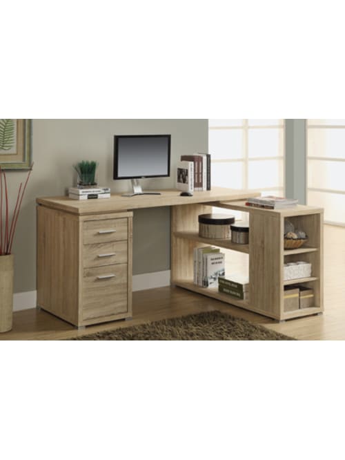 Monarch Specialties L Shaped Computer Desk With Storage Natural Office Depot